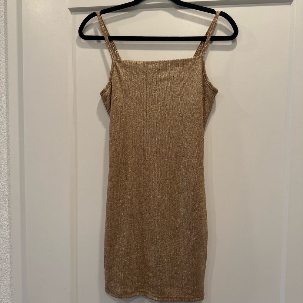 Nwot Evolutionary apparel gold mini dress